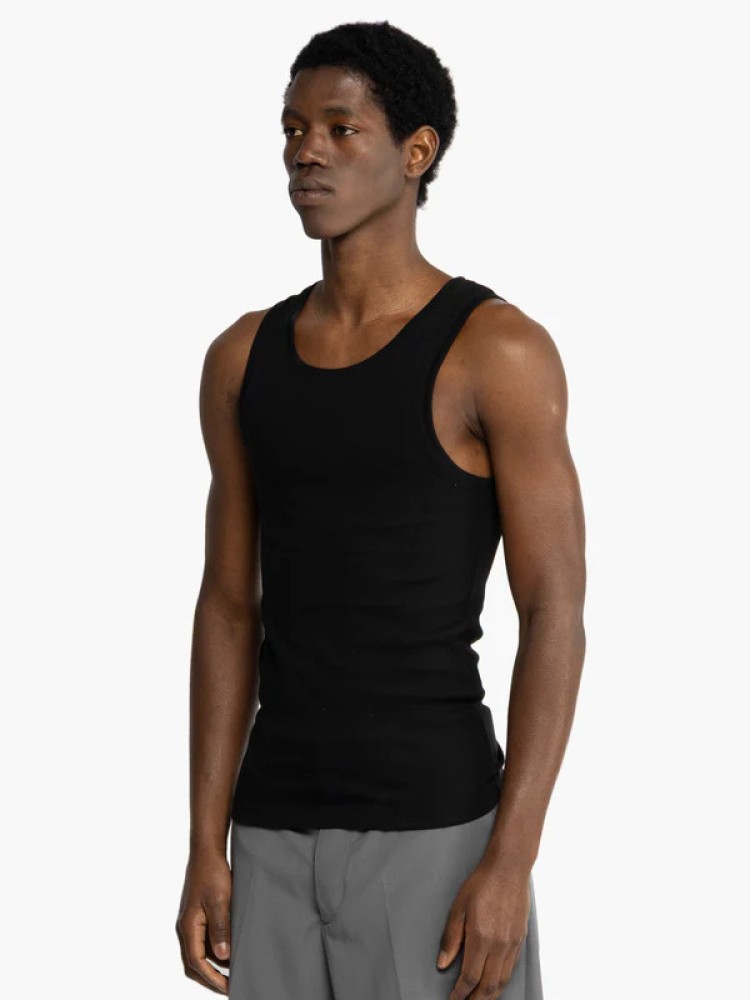I'm brian black cotton ribbed tank top