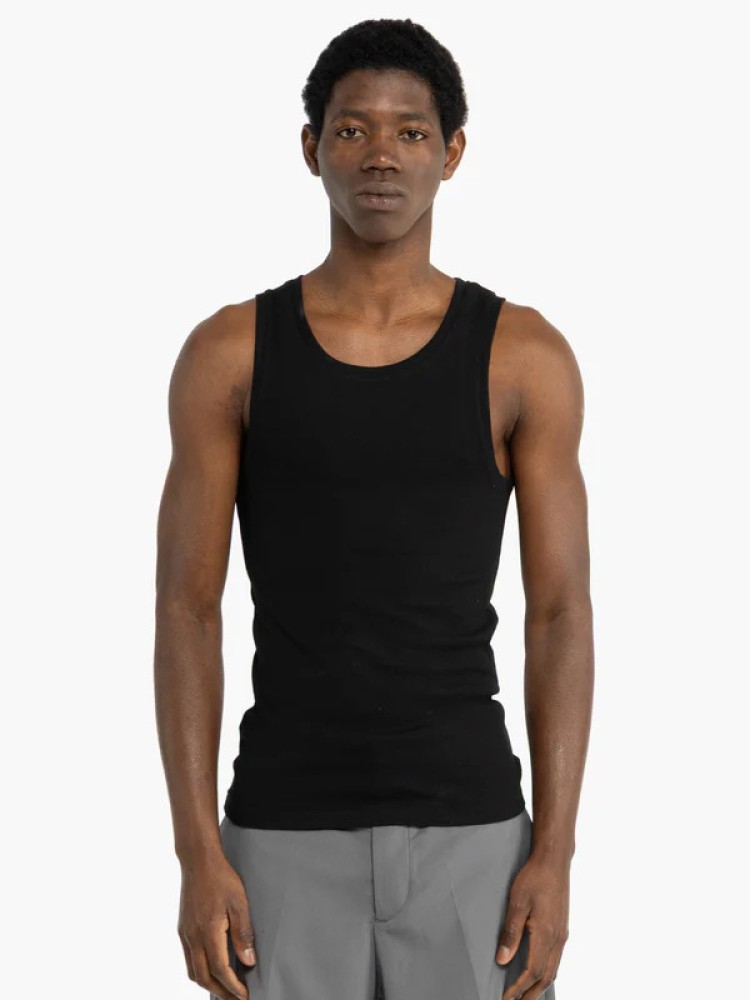 I'm brian black cotton ribbed tank top