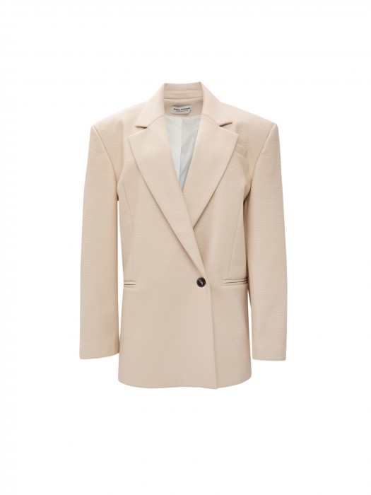 Vassia Kostara creme faux leather blazer