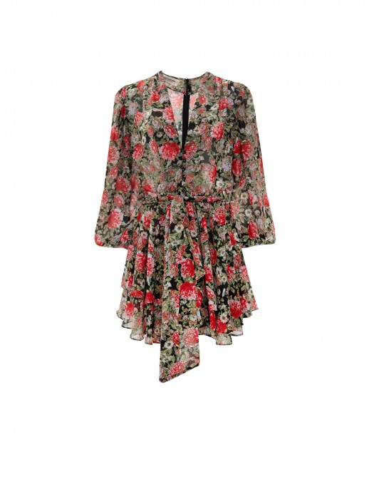 Vassia Kostara red floral mini dress