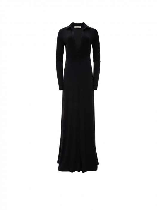 Vassia Kostara black long rib dress