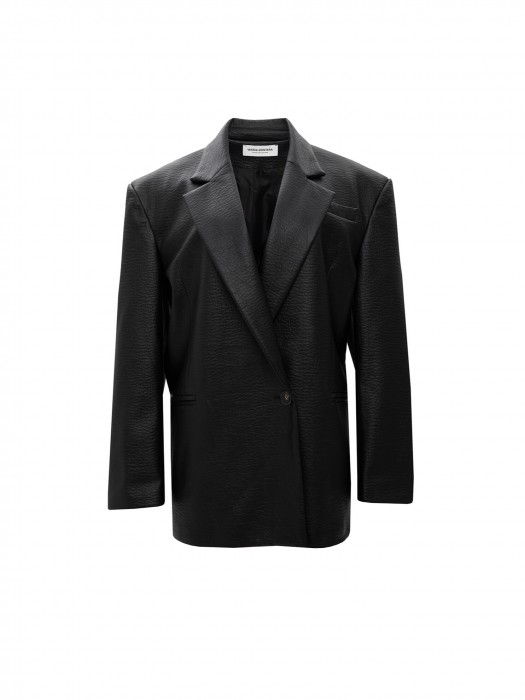 Vassia Kostara black faux leather blazer