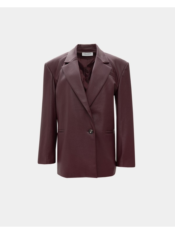 Vassia Kostara amethyst faux leather blazer