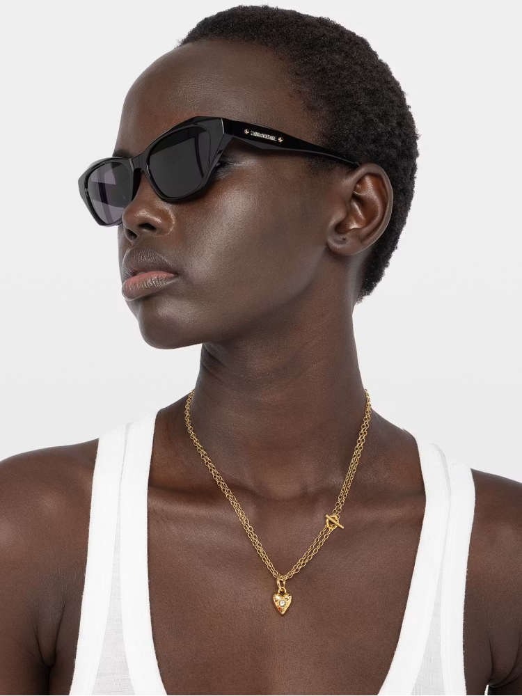 Zadig&Voltaire shiny gold heartbreaker long brass necklace