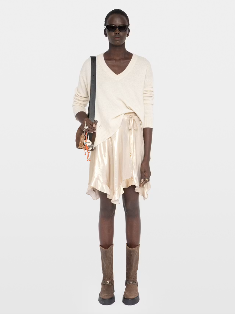 Zadig&Voltaire gold Jetos satin asymmetric skirt