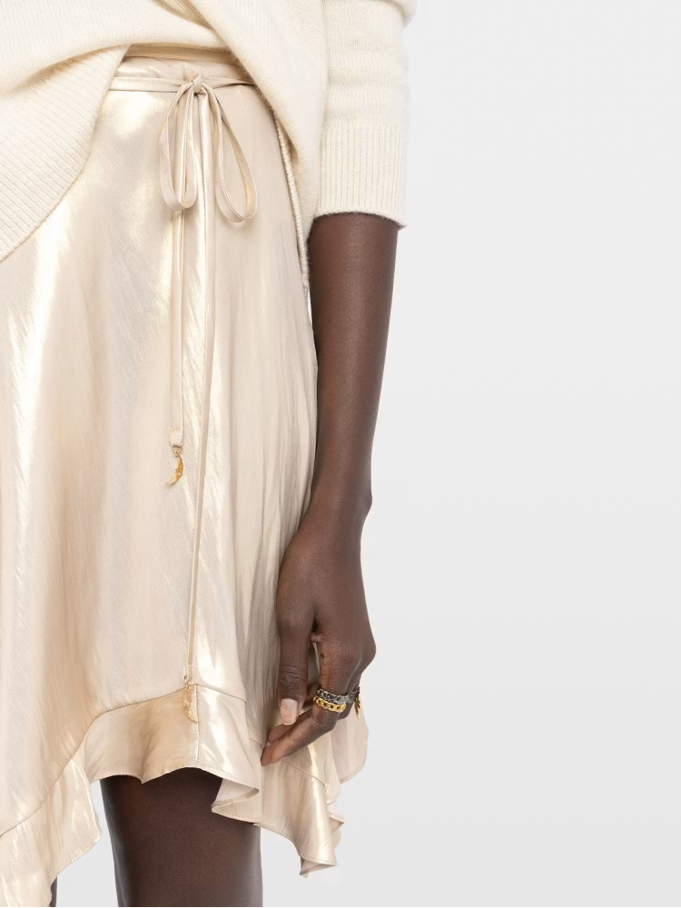 Zadig&Voltaire gold Jetos satin asymmetric skirt