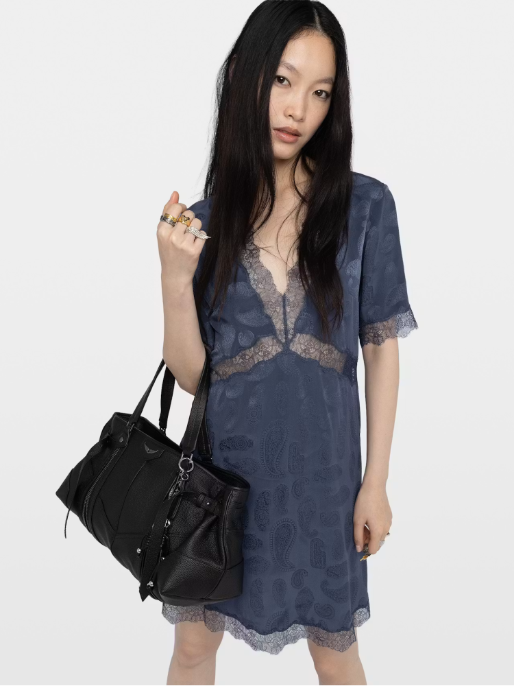 Zadig&Voltaire redoxa blue silk lace lingerie dress