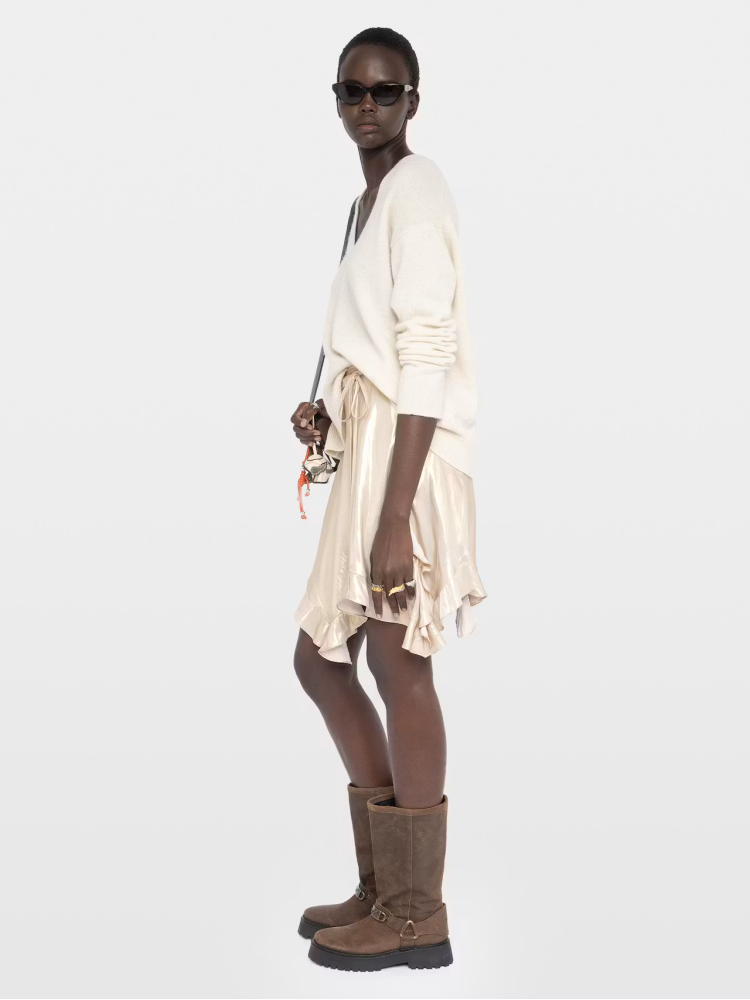 Zadig&Voltaire gold Jetos satin asymmetric skirt