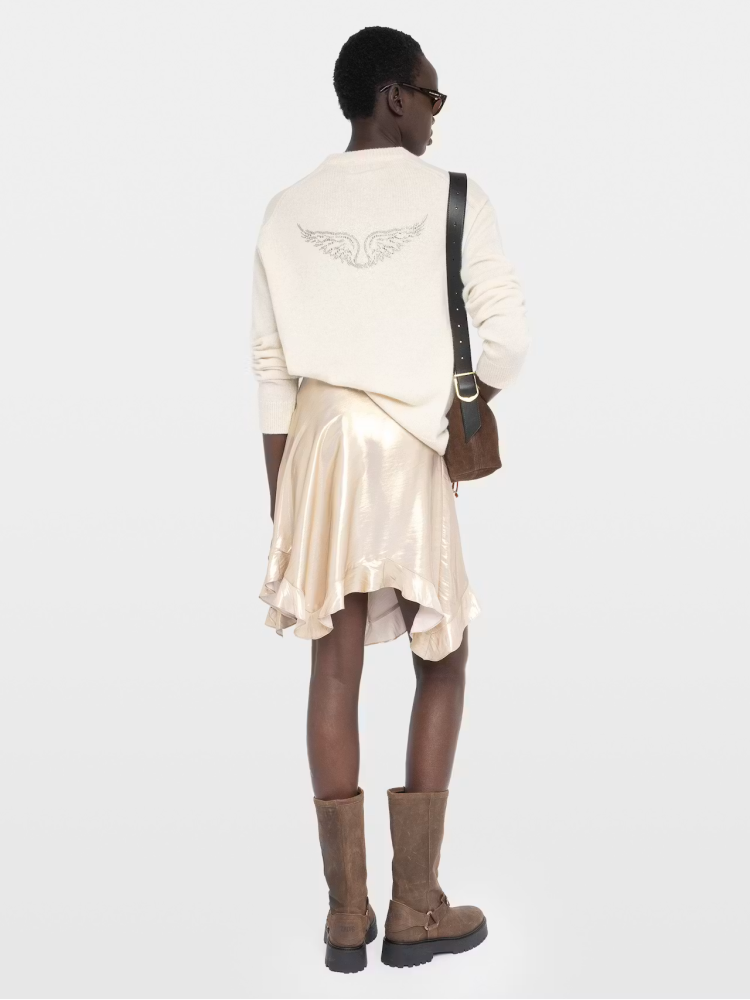 Zadig&Voltaire gold Jetos satin asymmetric skirt