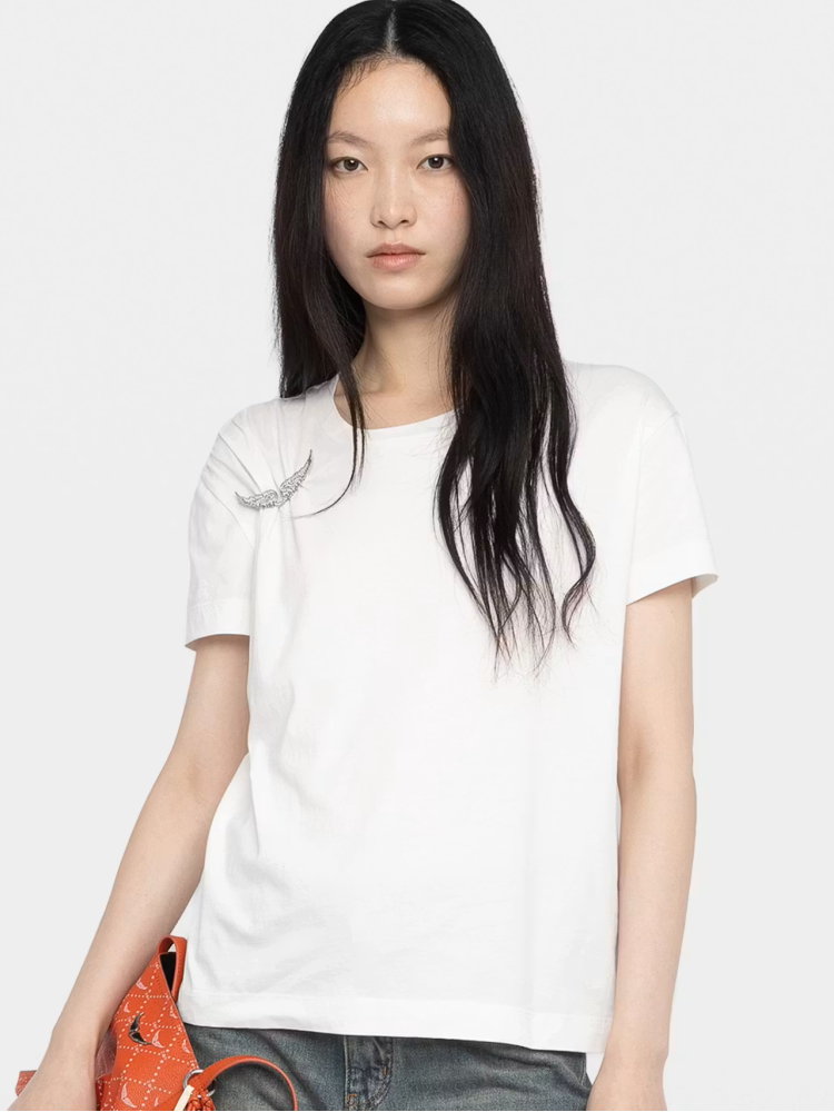 Zadig&Voltaire judo κοντομάνικο t-shirt με πιέτες και wings αγκράφα 