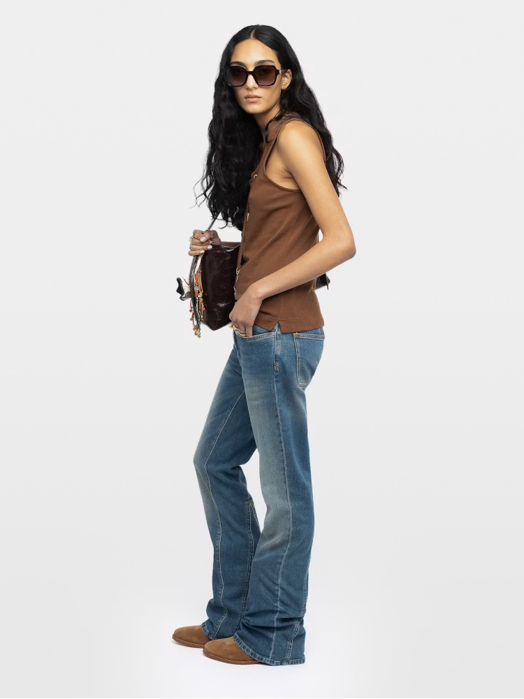 Zadig&Voltaire brown Ana vest cotton αμάνικο τοπ