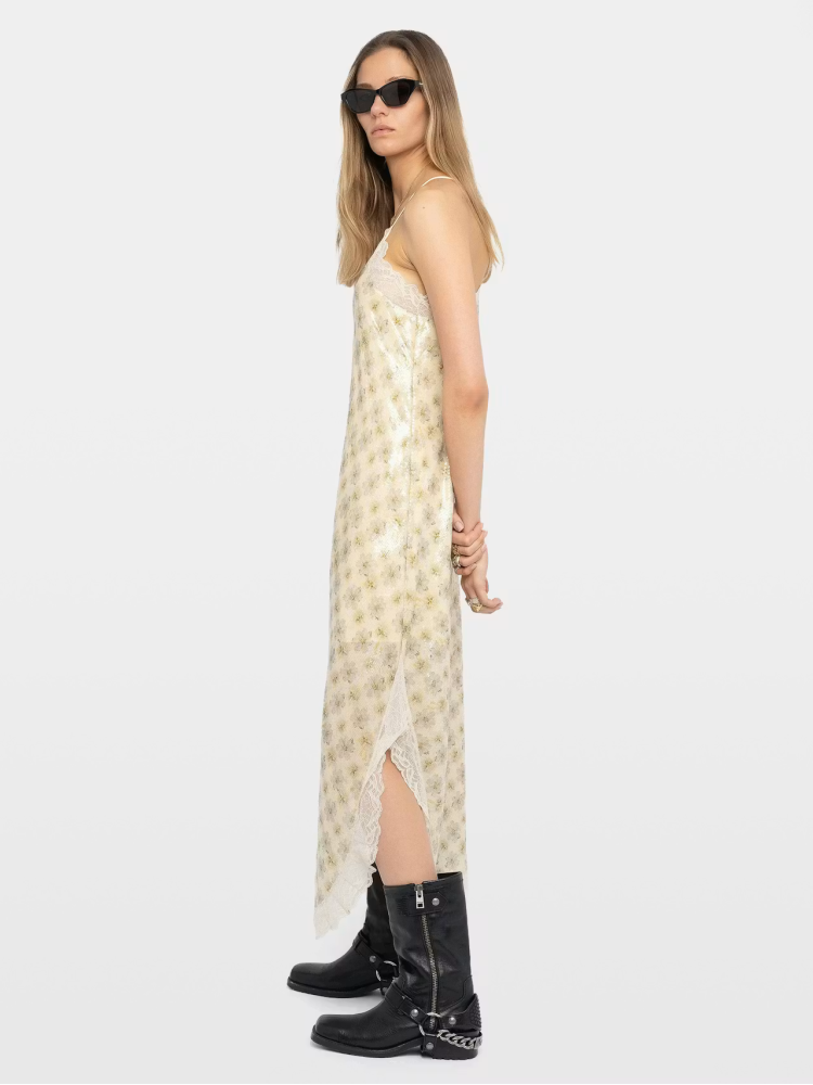 Zadig&Voltaire vanille ristyl lingerie-inspired long dress with printed sequins