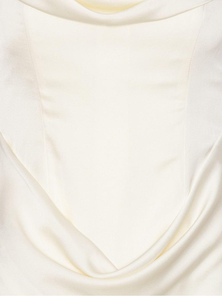 Rotate άσπρο corsage strapless μακρύ φόρεμα
