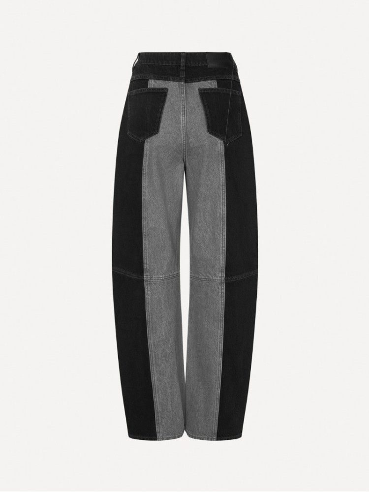 Rotate dark grey cocoon τζιν παντελόνι με διχρωμία