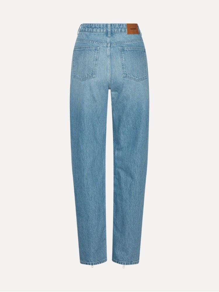 Rotate light blue straight denim zip jeans 