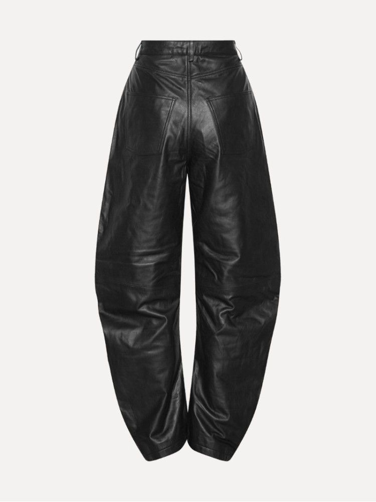 Rotate μαύρο barrel leg δερμάτινο παντελόνι 