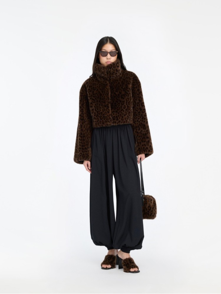Rotate leo faux fur leather mule 