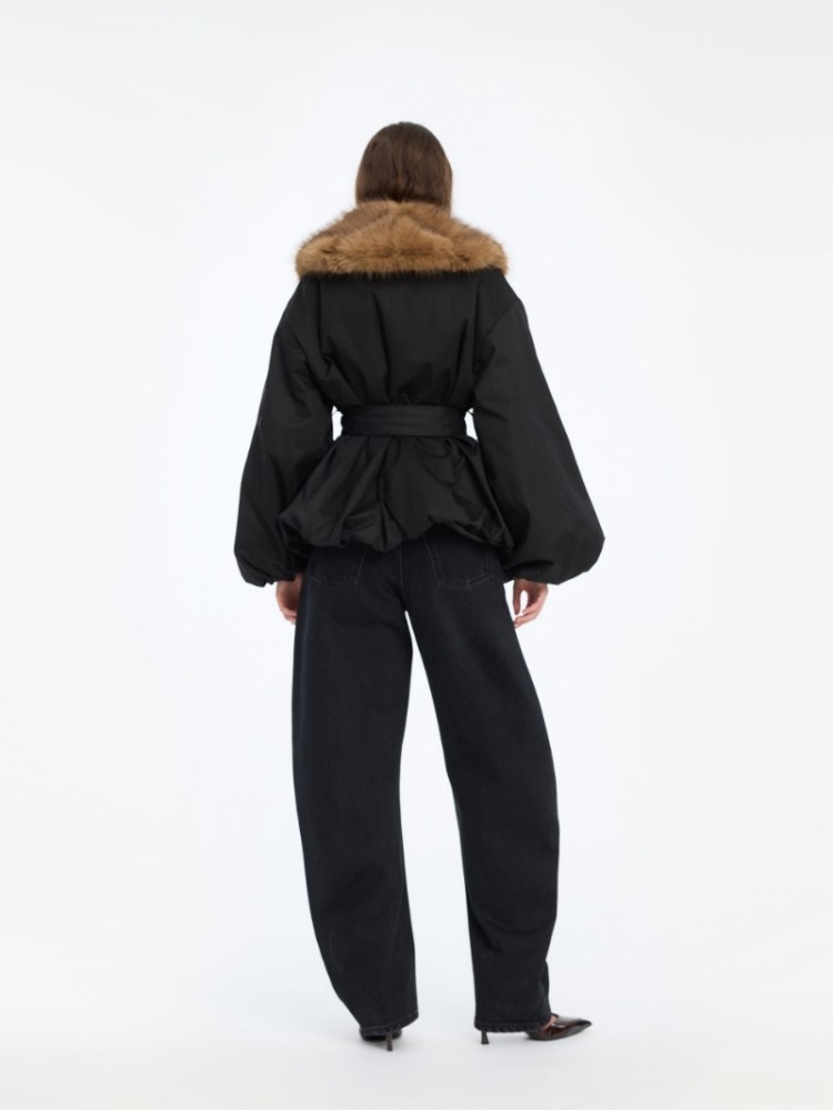 Rotate μαύρο faux fur πανωφόρι