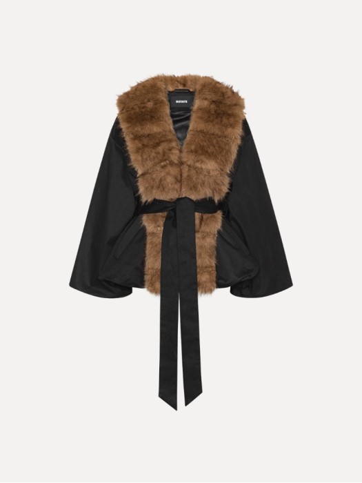 Rotate μαύρο faux fur πανωφόρι