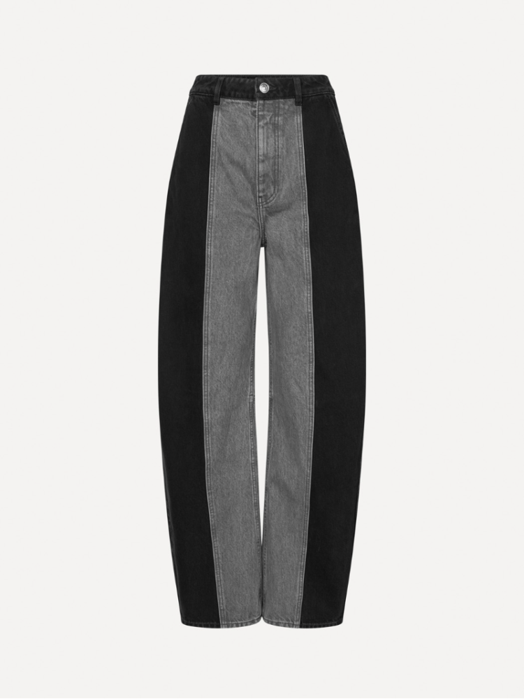 Rotate dark grey cocoon τζιν παντελόνι με διχρωμία