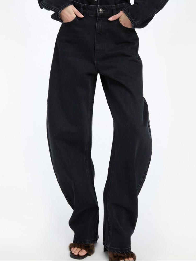 Rotate black denim draped barrel leg τζιν παντελόνι