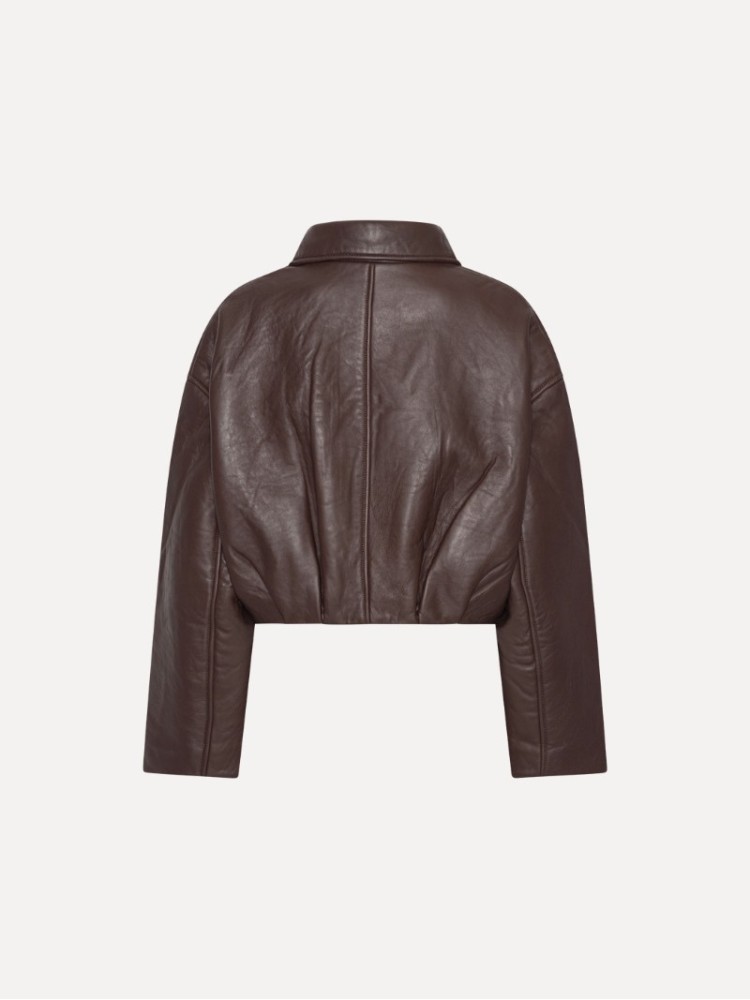 Rotate σκούρο καφέ bonded δερμάτινο jacket