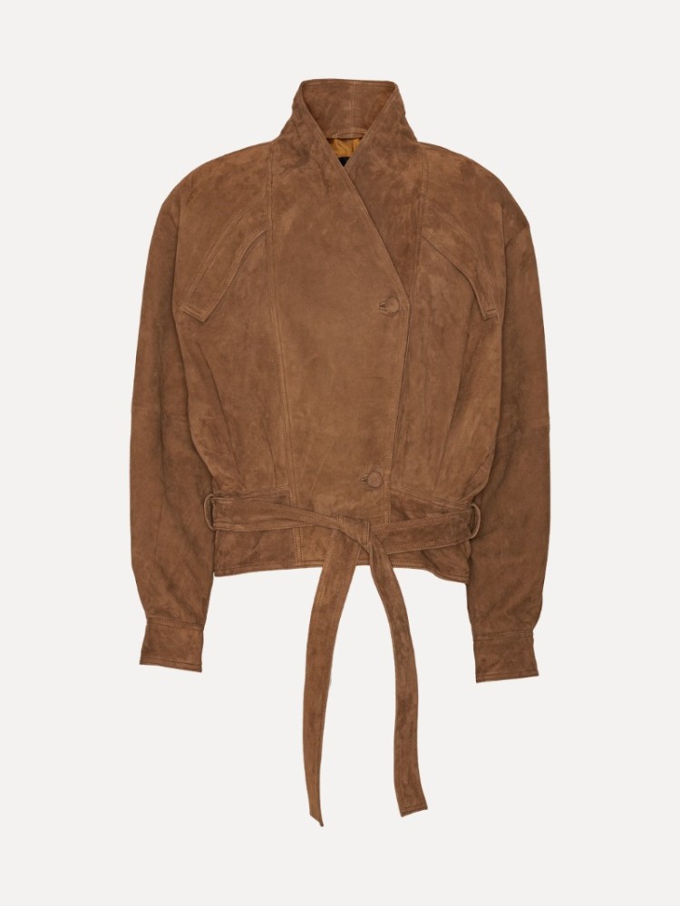 Rotate brown suede bomber jacket