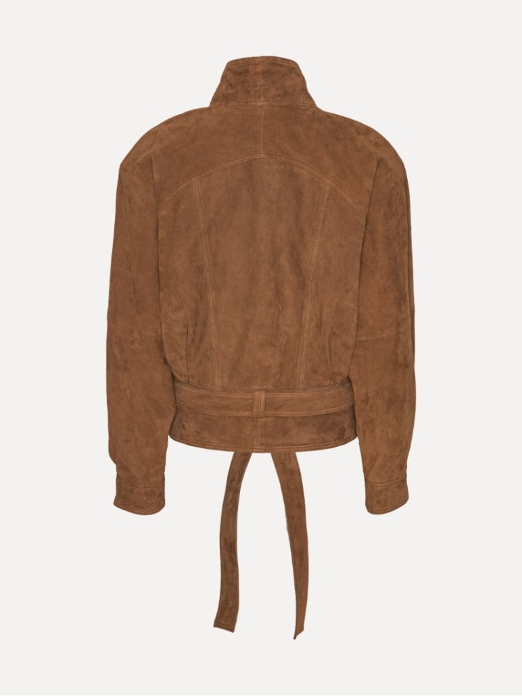 Rotate brown suede bomber jacket