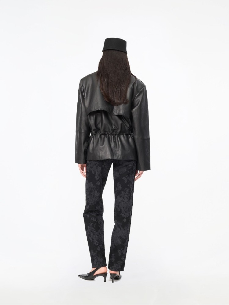 Rotate μαύρο peplum δερμάτινο τζάκετ
