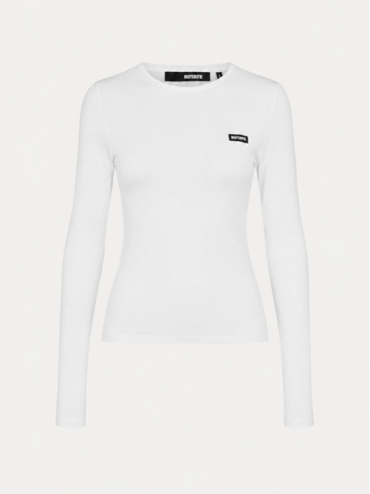 Rotate άσπρο μακρυμάνικο slim fit t-shirt