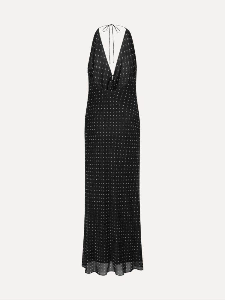 Rotate μαύρο chiffon halterneck μακρύ φόρεμα