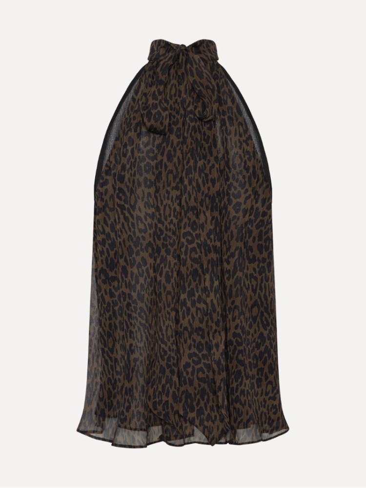 Rotate leopard halterneck bow τοπ
