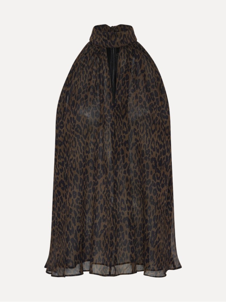 Rotate leopard halterneck bow τοπ
