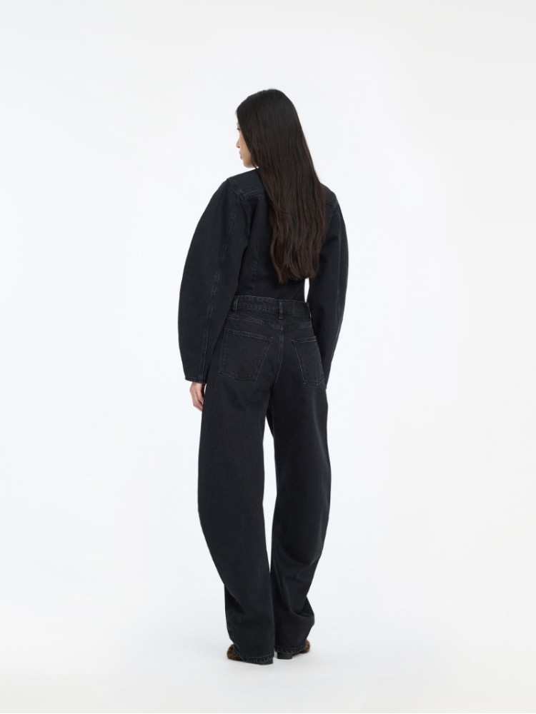 Rotate black denim draped barrel leg τζιν παντελόνι