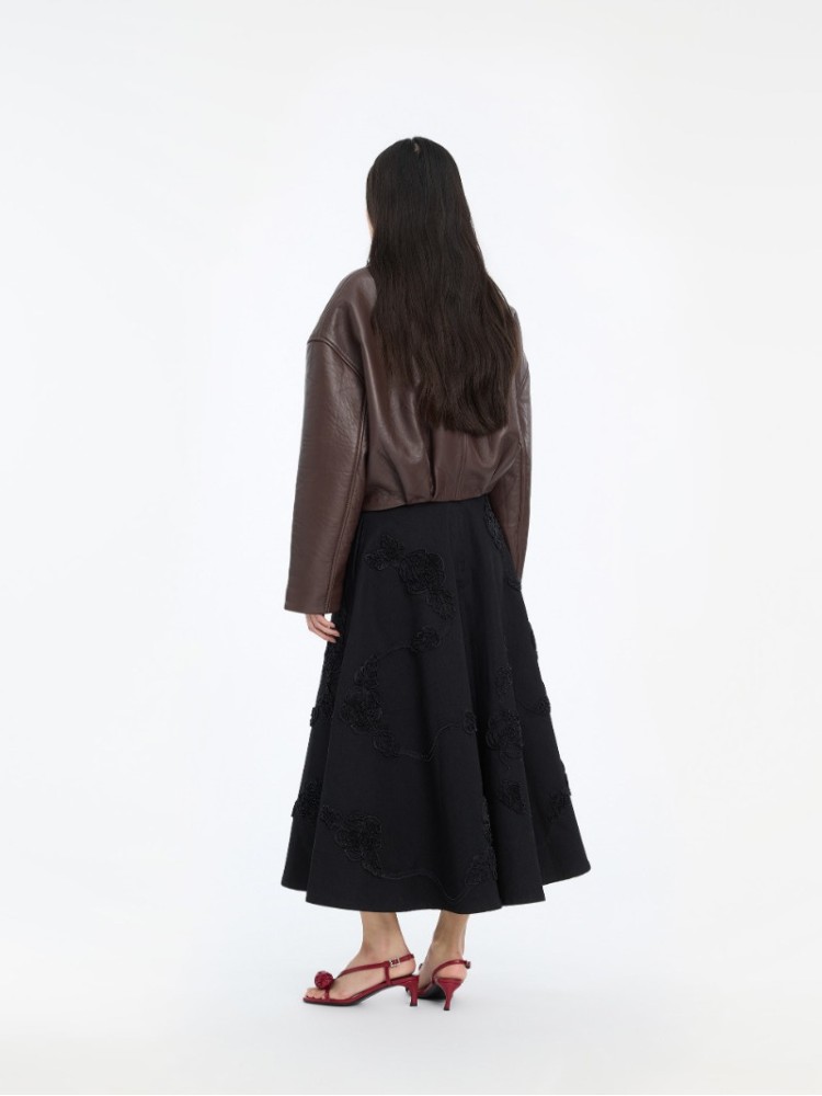 Rotate σκούρο καφέ bonded δερμάτινο jacket