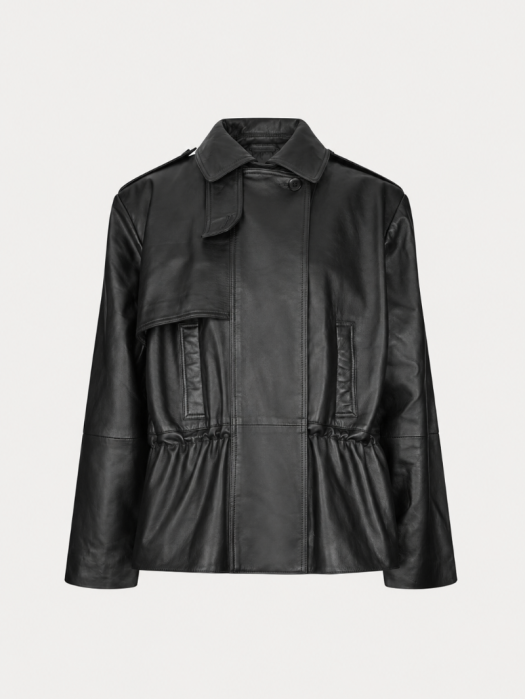 Rotate μαύρο peplum δερμάτινο τζάκετ