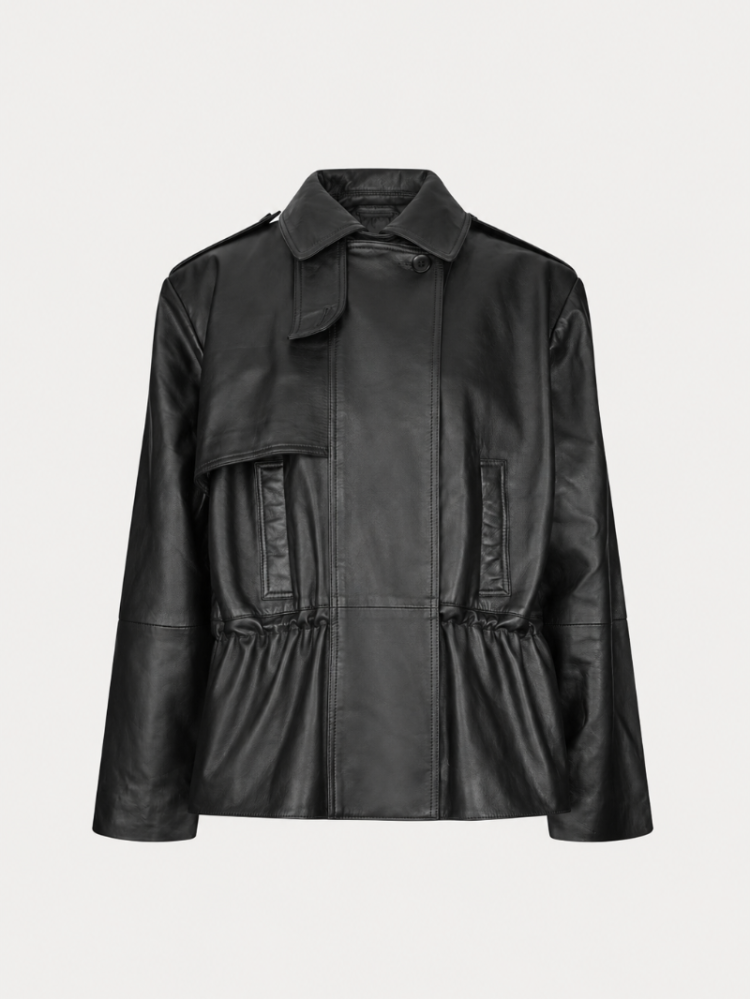 Rotate μαύρο peplum δερμάτινο τζάκετ