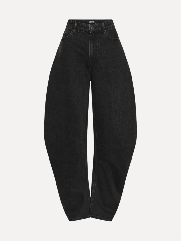 Rotate black denim draped barrel leg τζιν παντελόνι