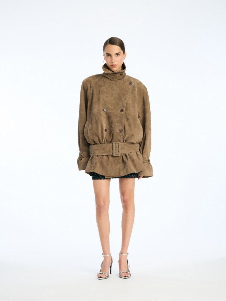 Rotate morel oversized suede jacket