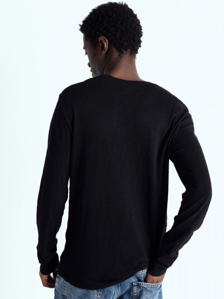 American vintage Bysapick black long-sleeve men's t-shirt