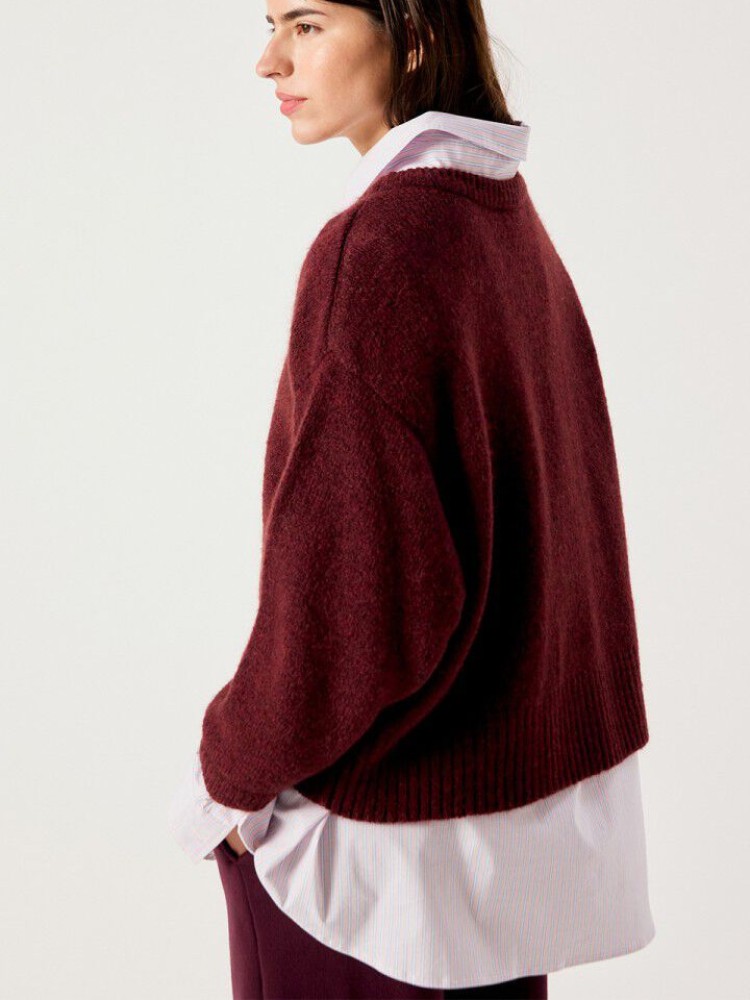 American vintage wine east boat neck oversized πουλόβερ