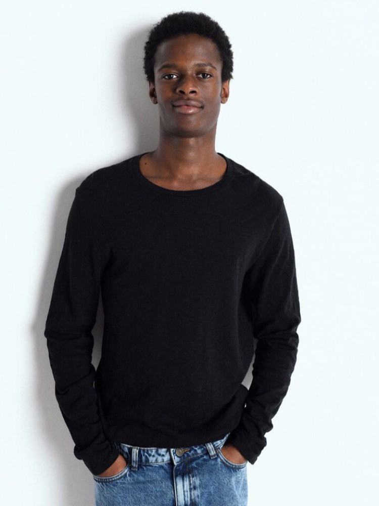 American vintage Bysapick black long-sleeve men's t-shirt