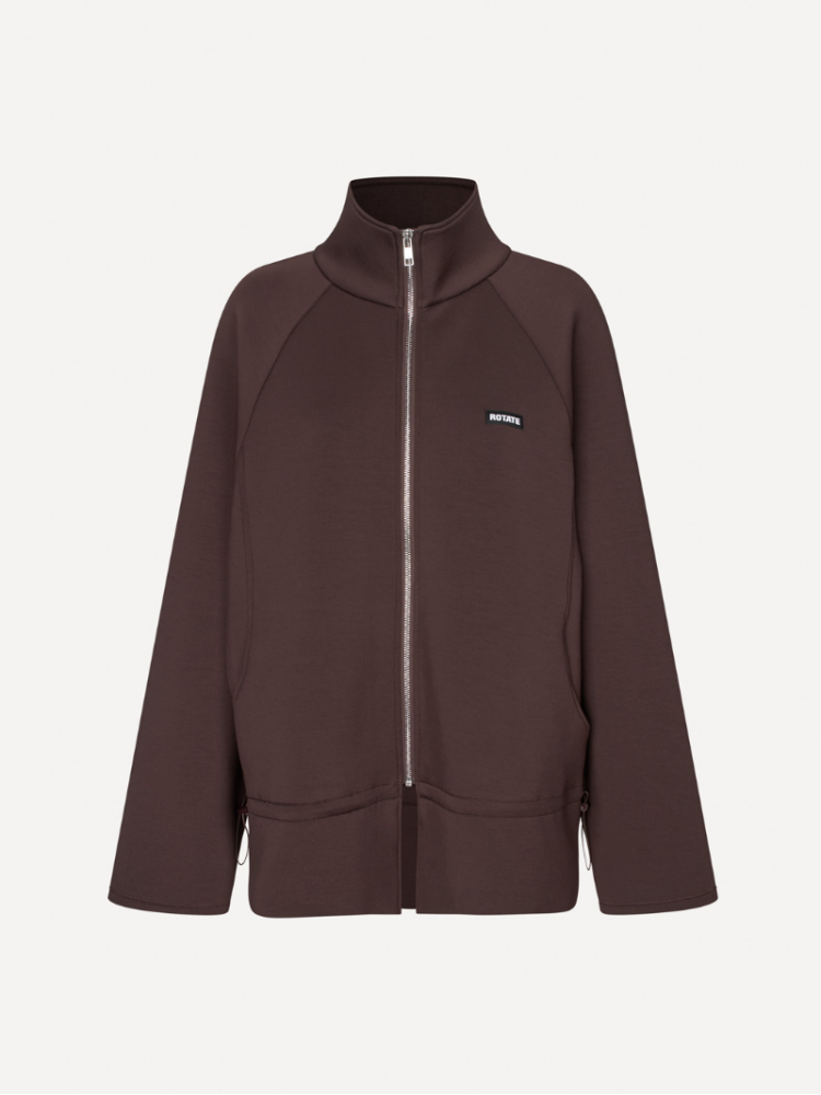 Rotate σκούρα καφέ scuba full zip φούτερ ζακέτα
