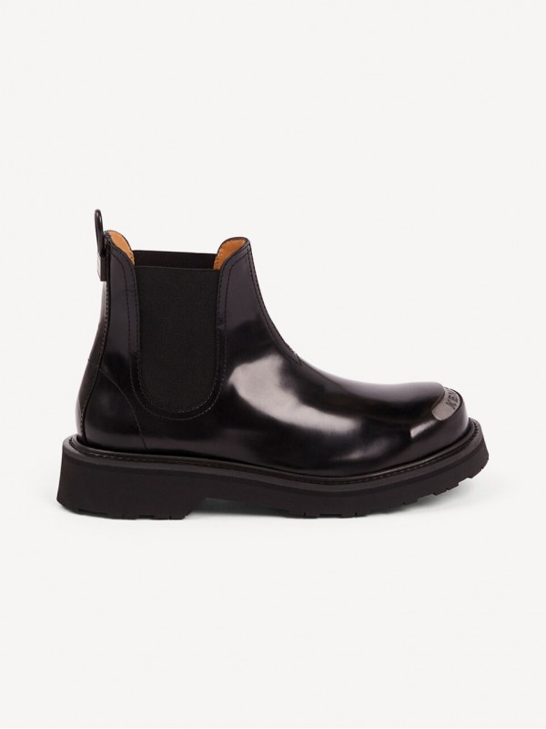 Kenzo smile black leather chelsea boots