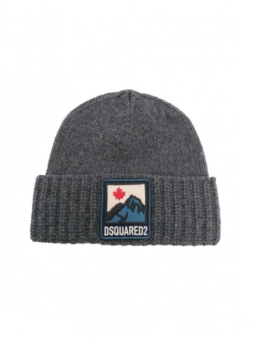 Dsquared2 logo patch grey beanie