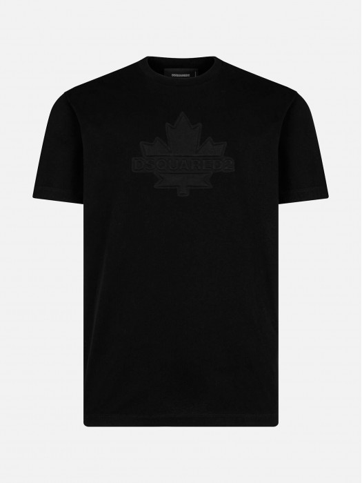 Dsquared2 leaf skater μαύρη κοντομάνικη μπλούζα