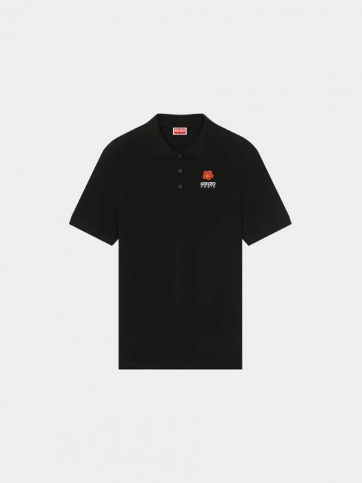 'Boke flower crest' embroidered slim-fit polo t-shirt