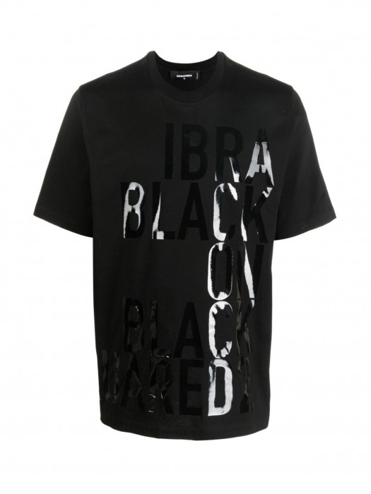Dsquared2 x Ibrahimovic μαύρη κοντομάνικη μπλούζα με τύπωμα