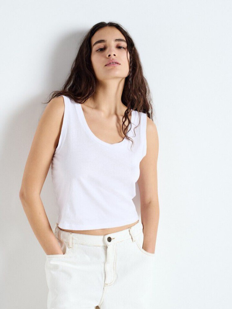 American vintage white apoly short-sleeved tank top