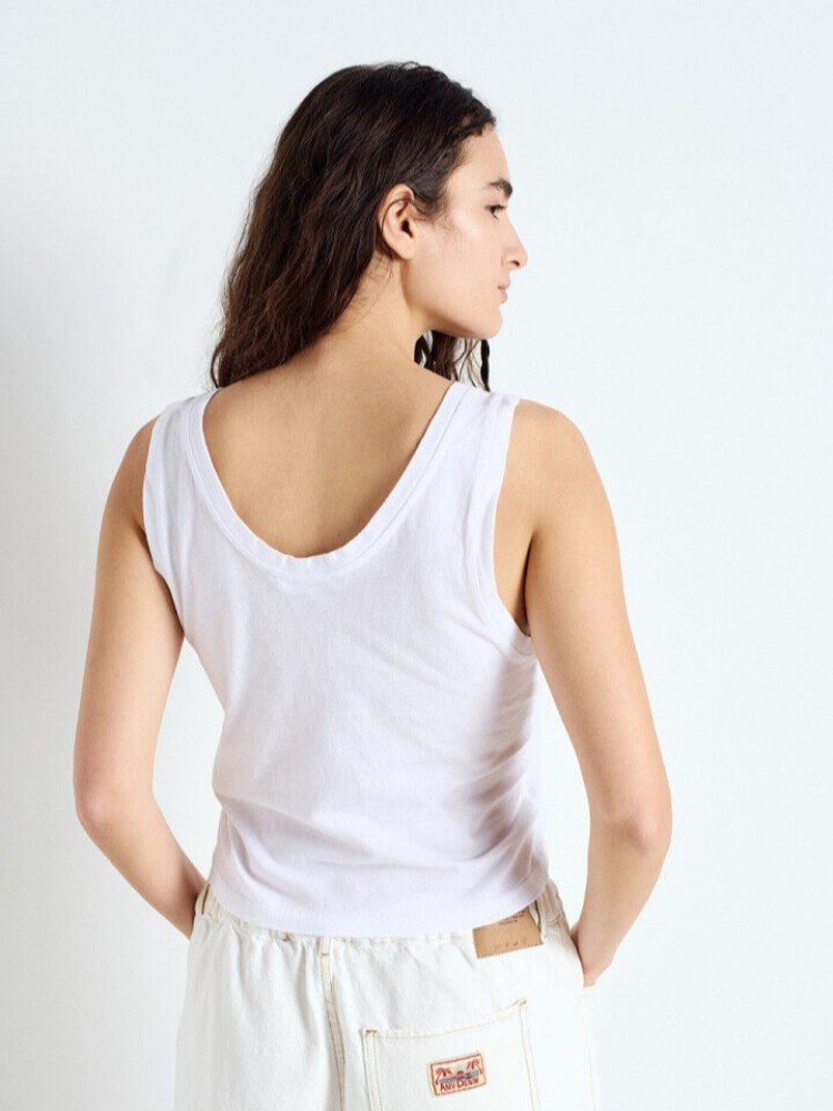 American vintage white apoly short-sleeved tank top